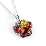 HENRYKA Paw Print Necklace in 925 Solid Sterling Silver and Baltic Amber, Dog Necklace, Cat Necklace