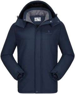 CAMEL CROWN Men's Mountain Ski Snow Jacket Waterproof Winter Coat Snowboarding Windbreaker Windproof Warm Hooded Snow Coat Blue XL