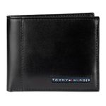 Tommy Hilfiger Men’s Leather Wallet - Thin Sleek Casual Bifold with 6 Credit Card Pockets and Removable ID Window, Black Cambridge