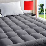 TEXARTIST Mattress Pad Cover Twin XL, Cooling Mattress Topper, 400 TC Cotton Pillow Top (Twin XL, Grey)