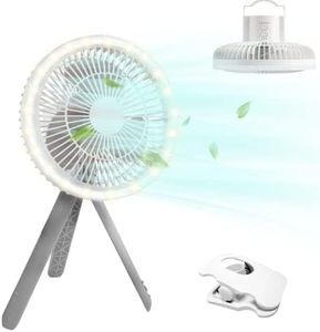 LETOUR Camping Fan with Led Light,Rechargeable Camping Fan 4 Speed Modes Ten Fan with Hanging Hook for Travel Camping Tent Office