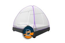 Supreme On Mosquito Net with Pocket for Mobile, Spectacles, King Size 6.5 Feet x 6.5 Feet Premium Machardani, Strong and Durable, 30 GSM, Tent Type, Foldable, Corrosion Resistant (Purple, King)