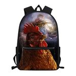 Cool Galaxy School Bag Chicken Print Backpack with Front Pocket