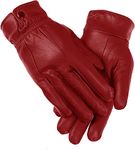 Women's Leather Gloves, Extra Soft and Warm Ladies Waterproof Gloves (M-L, Dark Red)