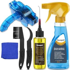 focopot Bike Chain Cleaner Kit Including Chain Oil Lubricant,Bike Chain Degreaser,Chain Scrubber and Bicycle Cleaning Brush Tools for Mountain/MT/Road/BMX Bike