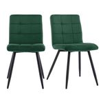 HNNHOME Set Of 2 x Cubana Velvet Upholstered Kitchen Dining Chair with Strong Black Metal Legs Living Room Bedroom Chair (Dark Green, Velvet)