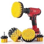 Youyijia 5PCS 1/4in Drill Brush Attachment Set Drill Brush Power Scrubber Professional Electric Power Scrubber Brush for Tubs Tile Grout Carpet Car Wheels Floor Cleaning (Yellow)