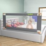 BAYBEE Baby Bed Rail Guard for Baby Safety with 28 Height Adjustable, Portable Bed Side Protector for Baby Falling | Foldable Single Side Bed Railing for Baby Toddler (1 Side, Grey, 180x80cm)