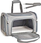 KUTKUT Cat and Small Dog Carrier Bag, 50cm Large Cat Carrier Soft Sided Carrier, Folding Dog Carrier (Grey, L+: 50cm x 34cm x 34cm)