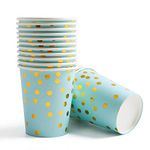 HiPPITY HOP The party collective Blue & Gold Foil Polka Dot Disposable Paper Cups (Pack of 10)