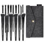 15 Pcs Makeup Brushes with Bag, MAANGE Makeup Brushes Set Premium Synthetic Face Foundation Powder Blush Eyeshadow Blending Eye Brush Kit Travel Makeup Brushes（Black)