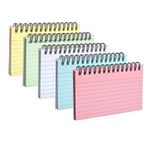 5 Packs Index Cards Record Cards Study Cards for Revision Note Cards with Ring Binder for Office School Learning Index Cards and Box Sets -5 Colours-5x3 Inches