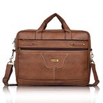 Veneer Men's 15.6 Inch Waterproof Synthetic Leather Computer Laptop Messenger Bag Briefcase Satchel Shoulder Bag (Tan, Large)