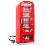 Coca Cola Mini Fridge - Refrigerator for Bedroom Skincare Office, Portable Table Top Beverage Cooler, 12V 220V Refrigerador For Drinks, Soda, Wines, Use In Car, Dorm, Outdoor, 10 Can