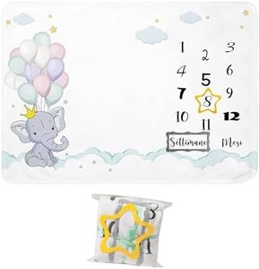 Coperta Mesi Neonato in ITALIANO per Maschio e Femmina Elefantino 140 x 100 cm Idea Regalo per Bambino Neonato Copertina plaid per Foto utile come Tappeto Giochi Neonato Design Unisex Nuova Collezione