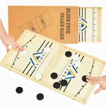 Fast Sling Puck Board Game for Kids and Adults, Wooden Board Games for Family, Table Game Portable for Travel Foosball Table Air Hockey Competitive Games Ideal for Party, Gift for Halloween Christmas