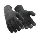 RefrigiWear Dual Layer Thermal Knit Touchscreen Gloves, Black - Black -