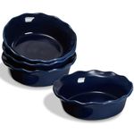 ONEMORE Pie Pans, 6.8 inch Small Chicken Pot Pie Plates 16 oz Deep Dish Pie Pan Ceramic Baking Plates for Dessert Oven Safe Round Baking Dish Pans Set of 4 - Blue