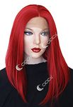 CiCiCa-“KATE”, Lace Front Wigs, “T” Shape Swiss Lace Wig, 16 Inches Medium Length Wig, Straight Wig, Bob Wig, Red Wig, Premium Synthetic Heat Resistant Hair Replacement Wigs for Women.
