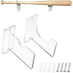 2 Pieces Baseball Bat Rack, Wall Mounted Baseball Bat, Baseball Bat Holder, Baseball Bat Brackets, Clear Acrylic Mount Horizontal Baseball Bat Display Stand, for Baseball Bat, Softball, Hockey Stick