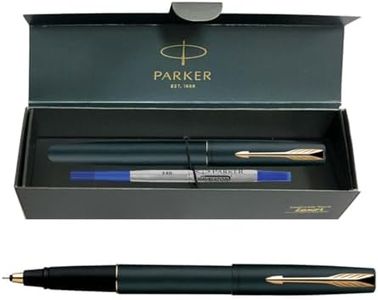 Parker Frontier Matte Black Gold Trim Roller Ball Pen, Blue Ink