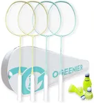 OGEENIER Badminton Rackets Set of 4 for Beginner, 4-Player Badminton Set with 4 Rackets+6 Nylon Birdies, Lightweight Racquet Sets for Backyards