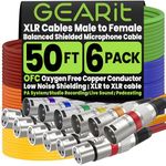 GEARit XLR Male to Female Microphone Cable (50 Feet, 6 Pack) 3-Pin Balanced Shielded Mixer, Recording Studio, Podcast - Multi Colored