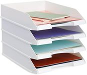 4 Pack White Stackable Paper Trays 