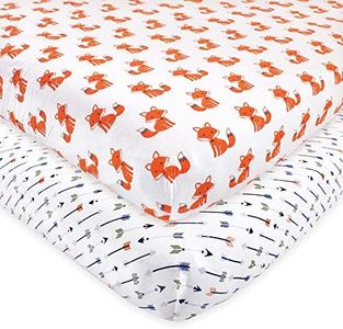 Hudson Baby Sábana bajera ajustable de algodón para cuna de bebé, diseño de zorros, talla única