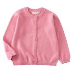 HahaNice Girls' Cardigans Knitted Long Sleeve Kids School Jumper Pink 7Y