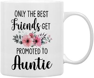 QASHWEY Only The Best Friends Get Promoted to Auntie Coffee Mugs Mug,Funny Pregnancy Announcement Gifts for Best Friend New Auntie,Aunt to Be Gifts Double Side Printed Ceramic Mug Cup 11 Ounce