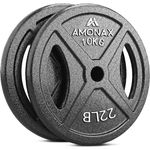 Amonax Cast Iron Weight Plates Set, 2.5kg, 5kg, 10kg Dumbbell Plates for 1 Inch Weight Plates Bars, Metal Barbell Plates for Weight Lifting Hip Thrust, Steel Weight Plates for Home Gym