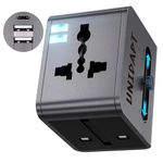 Unidapt Universal Travel Adapter 15W, 3A 2xUSB & 3A 1xType C Ports, International All in One Travel Charger Adapter for US, UK, Europe, AU, Worldwide AC Outlet Plugs Adapters (Model-2)