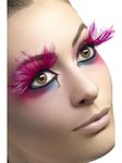 Smiffys Eyelashes, Pink with Feather Plumes, Contains Glue, Fever Eyelashes Fancy Dress, Fever Dress Up Cosmetics & Disguises.