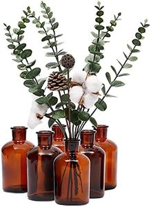 Farmlyn Creek 6 Pack Small Glass Vases for Centerpieces, Amber 7.5 oz Propagation Jars for Flowers, Table Centerpieces, Apothecary, Home Decor (2.8 x 5 in)