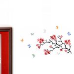 Decals Design 'Flower Branch with Butterflies' Wall Sticker (PVC Vinyl, 50 cm x 70 cm), Multicolour