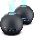 THIMONES 2 Pack Essential Oil Diffusers for Home - 200ml Aromatherapy Diffuser Humidifier with 4 Timers & 7 Colors Night Lights, 20dB Quiet Working for 10 Hours, Waterless Auto-Off