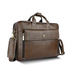 HAMMONDS FLYCATCHER Genuine Leather Office Bag for Men, 15.6" Professional Leather Laptop Bag for Men for Office, Travel, Daily Use, Adjustable Strap & Multi Compartments - 1 Year Warranty - Brushwood
