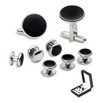 Zealmer 316L Stainless Steel Cufflinks Shirt Studs Business Wedding Gifts for Men, Stainless Steel