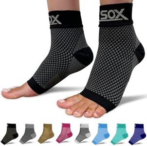 SB SOX Ankle Compression Sleeve - Plantar Fasciitis Compression Socks - Best Arch Support for All Day Wear - Relief for Heel Pain and Night Splint Comfort (Black, Large)