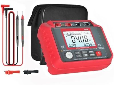 Digital Insulation Resistance Tester, 200GΩ Megohmmeter with 100 Data Storages, Auto Range, Low Battery Indicator, LCD Backlight Display for Electrical Equipment, Motors, Cables - Red