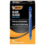 BIC Glide Bold Blue Ballpoint Pens, Bold Point (1.6 mm), 36-Count Pack, Retractable Ballpoint Pens With Comfortable Full Grip