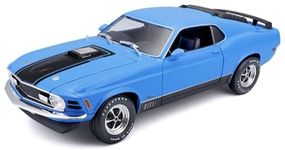 Maisto - 1/18 Scale Model Compatible with Ford Compatible with Mustang Mach-1 1970 Die-Cast Scale Model Muscle Car (Blue)