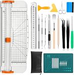 Famomatk 27PCS Craft Weeding Tools for Vinyl Kit,Utility Knife Set with 12Inch Paper Cutter Trimmer for Scrapbooking,Silhouettes,Cameos,DIY Art Crafting,Cutting,Splicing,Cardstock