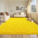 GREFFY Soft 8x10 Feet Area Rug, Modern Yellow Shag Carpet, Shaggy Plush Rugs for Bedroom, Indoor Nursery Dorm Bedside Fluffy Rug for Living Room, No Slip, Fuzzy Teen Girls Aesthetic Home Decor, Yellow