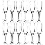 LAV 12x Clear 220ml Venue Glass Champagne Flutes - Reusable Prosecco Wine Wedding Party Drinking Glasses Gift Set