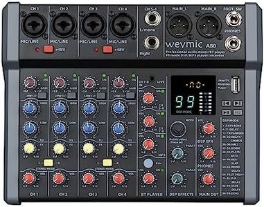 Weymic A-Series Professional Mixer for Recording DJ Stage Karaoke Music Application w/ 99 DSP Effect USB Drive for Computer Recording Input, XLR Microphone Jack, 48V Power for Professional (8-Channel)