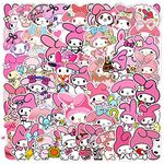 50 Packs Kawaii Anime Compatible with My Melody Stickers,Reward Melody Gift for Children Teens Kids Adults,Waterproof Cartoon Stickers for Laptop Water Bottle Phone Bicycle Journal Scrapbooking