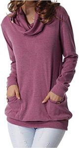 levaca Womens Clothing Long Sleeve Tunic Casual Slim Shirts Tops Purple XXL