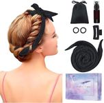 Heatless Curling Rod Headband, Upgraded 60" Extra Long Heatless Curls Headband Soft Hair Curlers to Sleep In Hair Rollers No Heat Curls (Deep Black)